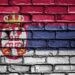 Flag of serbia on the brick wall