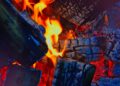 Logs on fire