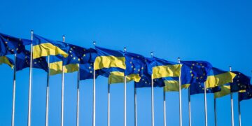 Ukraine and EU flag