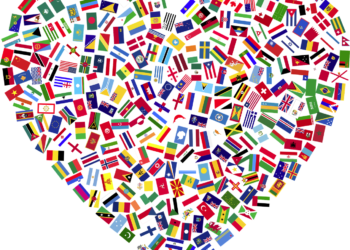 Heart of flags. Illustrative