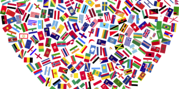 Heart of flags. Illustrative