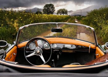 Car on a countryside road
