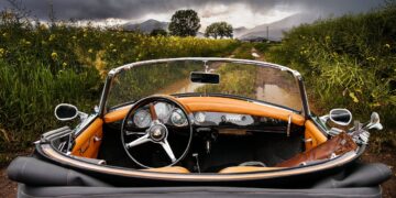 Car on a countryside road