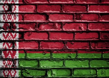 Flag of Belarus on the brickwall