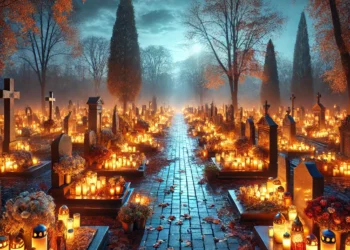 Cemetery with candles