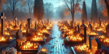 Cemetery with candles