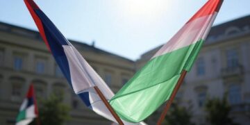 Serbian and Hungarian flag