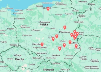 Map of russian drone attack on Poland.