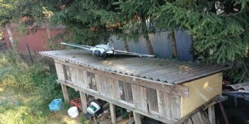 Russian Drne landed on a rabbit hutch